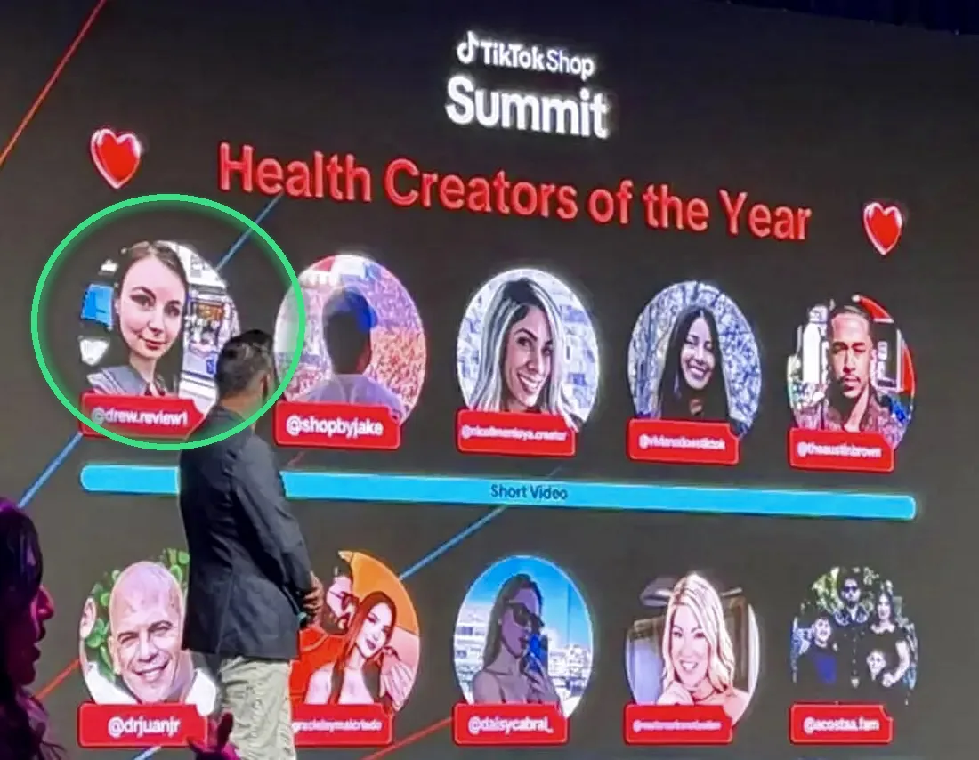 TikTok Shop Summit, Health Creators of the Year, Short Video award photograph
